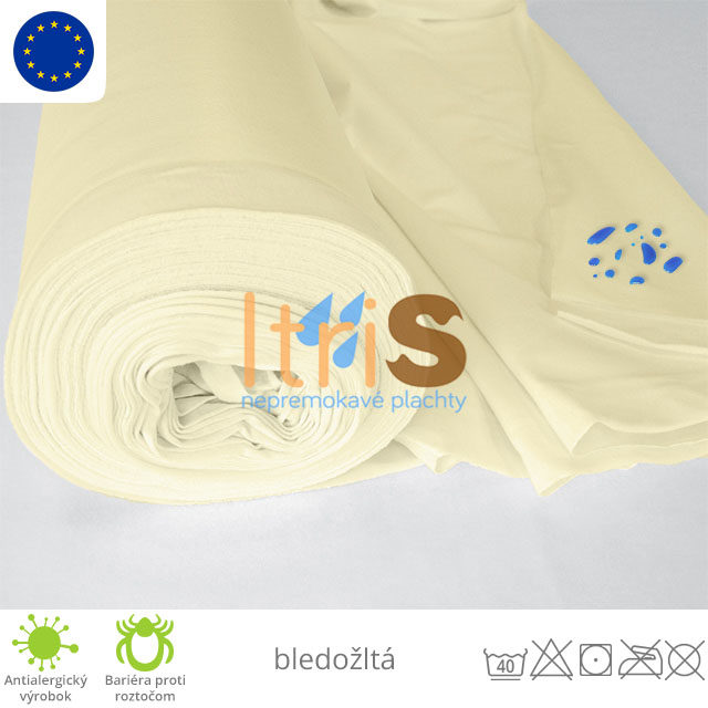 Nepremokavá metráž s PU záterom - jersey, bledožltá