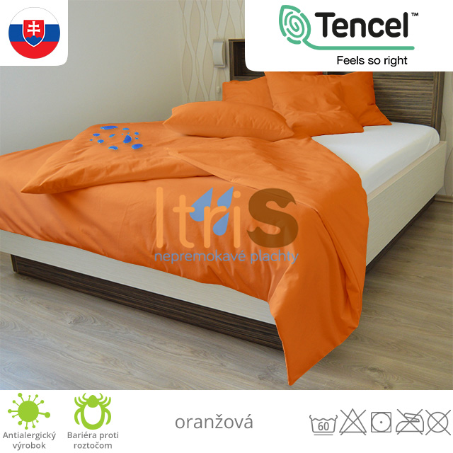 Nepremokavé návliečky s PU záterom - TENCEL®, oranžová
