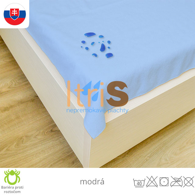Nepremokavá plachta rovná s PU záterom - Froté, modrá