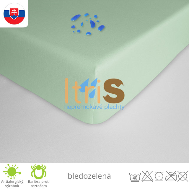 Nepremokavá plachta napínacia s PU záterom - jersey, bledozelená