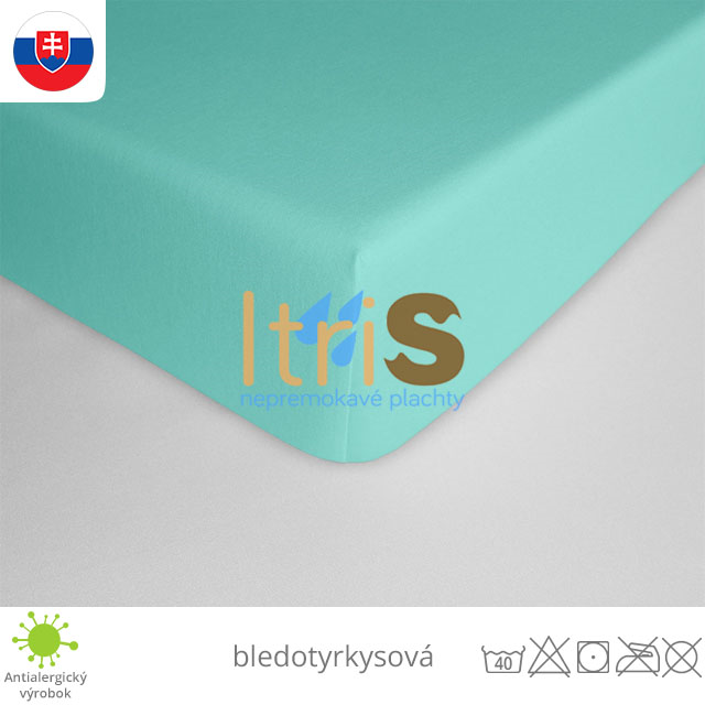 Bledotyrkysová jersey napínacia plachta na mieru zákazníka - klasická (premokavá) 100% bavlna